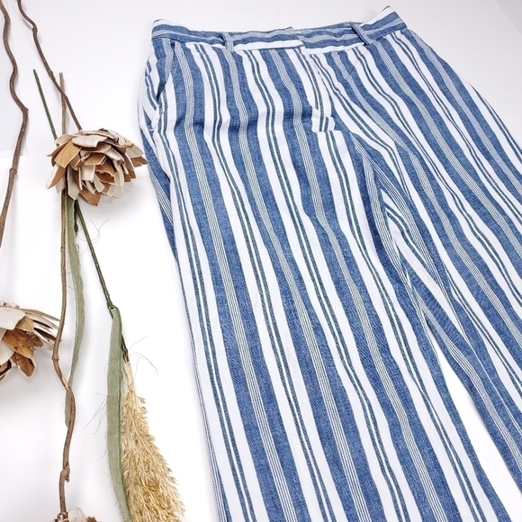 Michael Kors Blue White Stripe Wide Leg Pants 0 - Picture 5 of 12